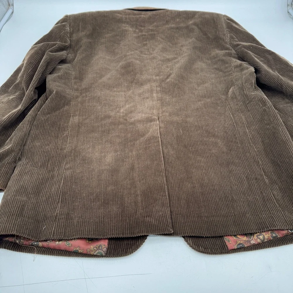 Lauren Ralph Lauren 42R Brown Corduroy Blazer Mens‎ Paisley Lined Sport Coat